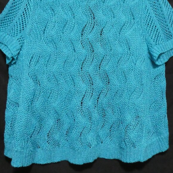 LAUREN MICHELLE | large | Turquoise Knit Short Sleeve Cardigan / Shrug | NWOT - Picture 13 of 16